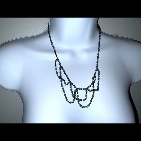 Vintage Blue Art Deco Style Faceted Beaded Necklace - Picture 2 of 9